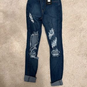 Blue Distressed Skinny Jeans